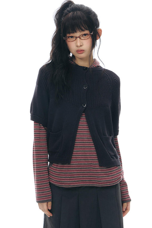 Vintage Mid-Sleeve Knitted Cardigan