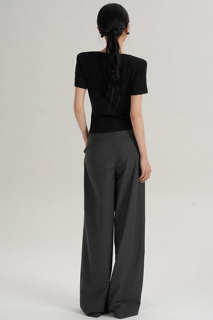 Pleated V-Neck Blouse