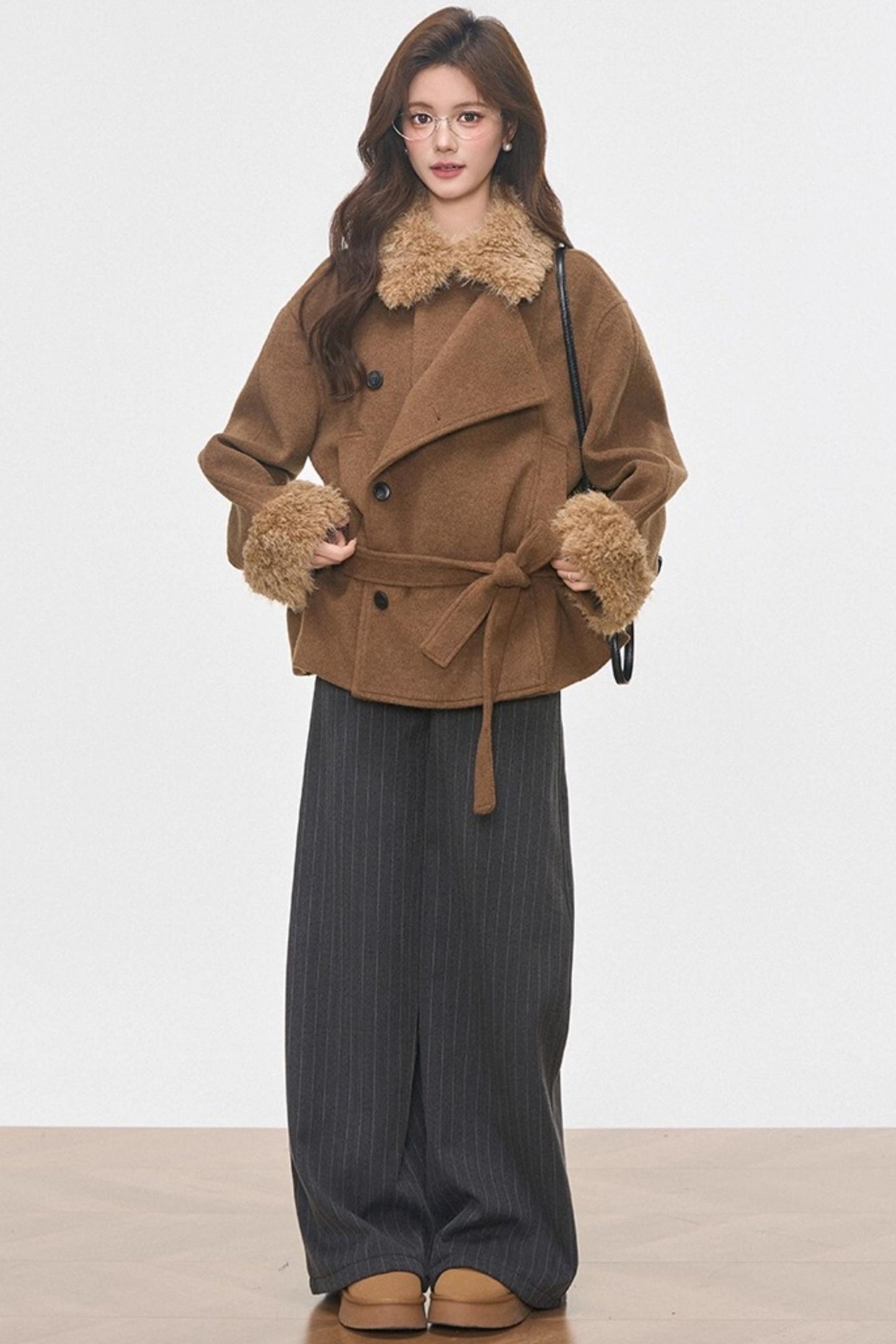 Fur Collar Thickened Woolen Coat Set-Up