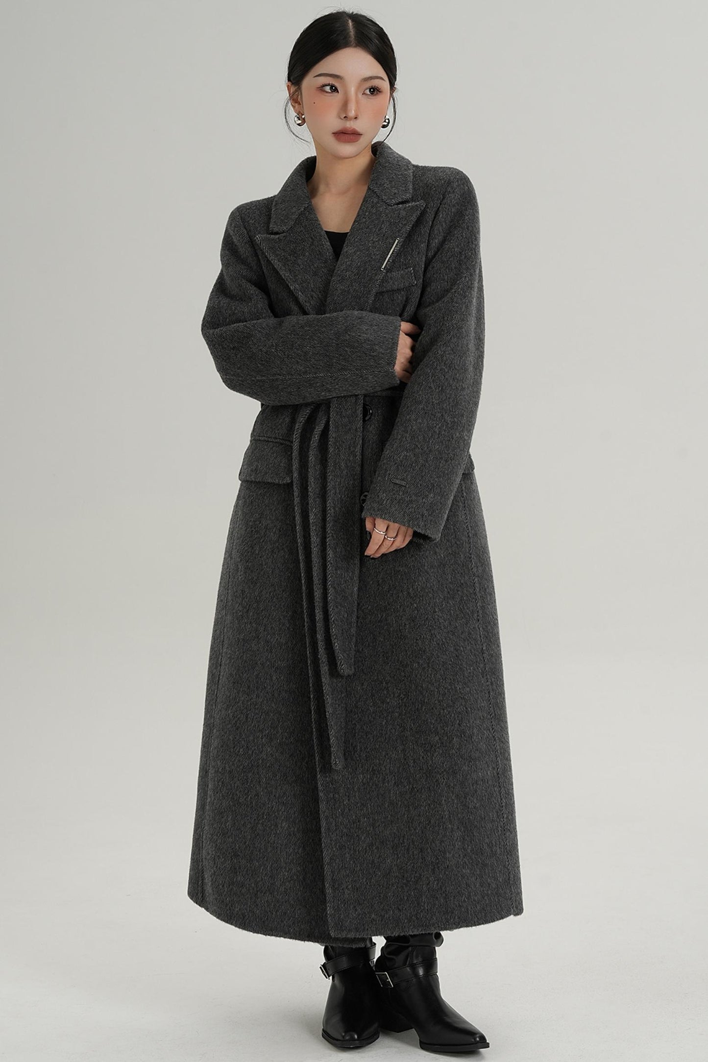 Wool Elegance Long Trench Coat