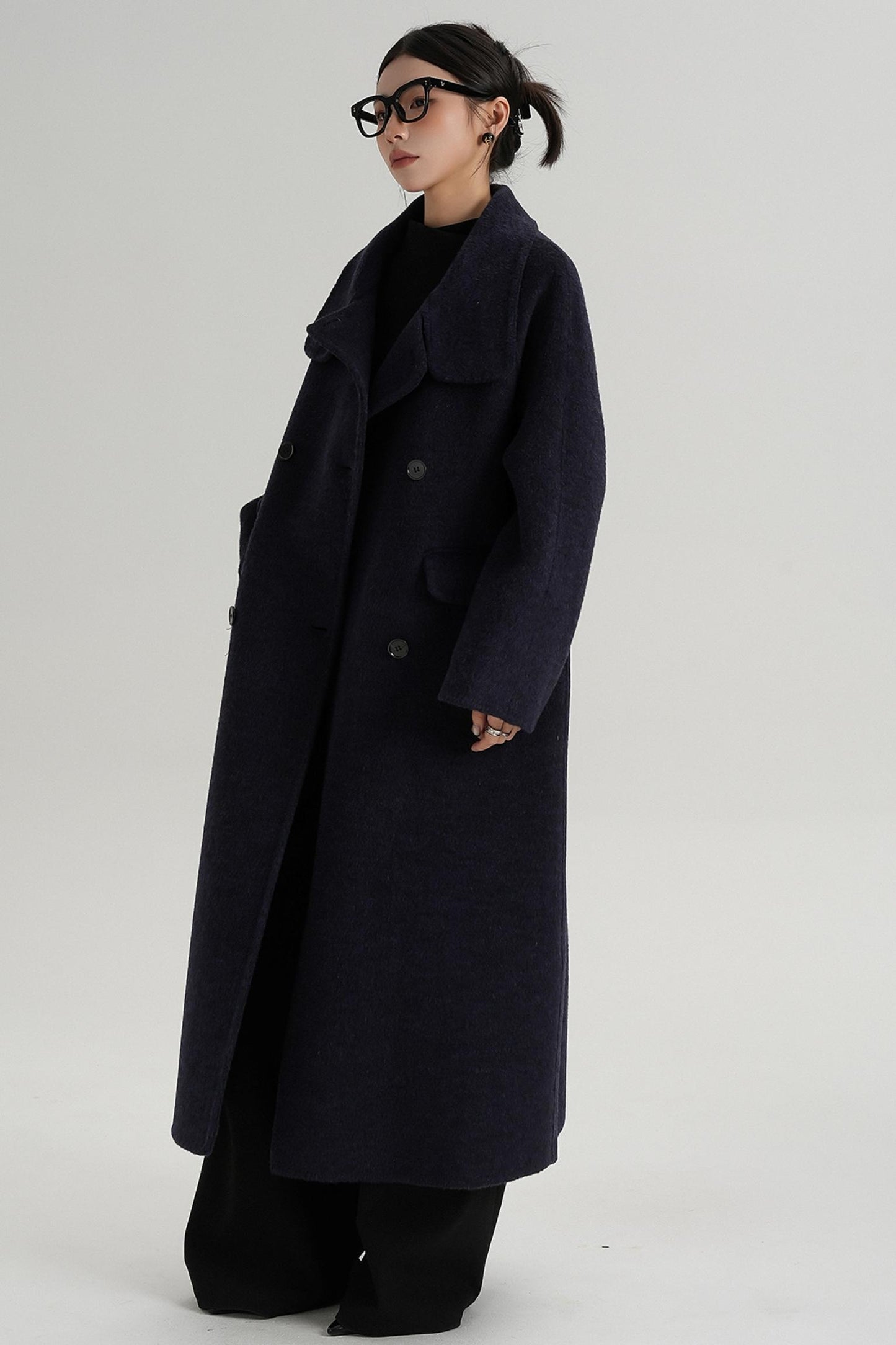 Minimalist Long Reversible Wool Coat