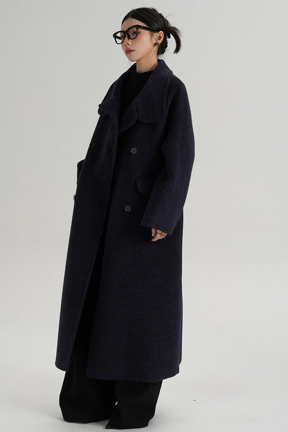 Minimalist Long Reversible Wool Coat
