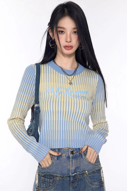 Stripe Slimming Knit Top