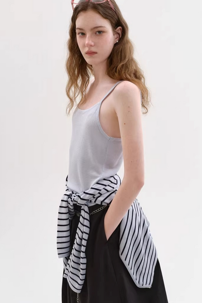 텐셀 스트라이프 가디건 세트