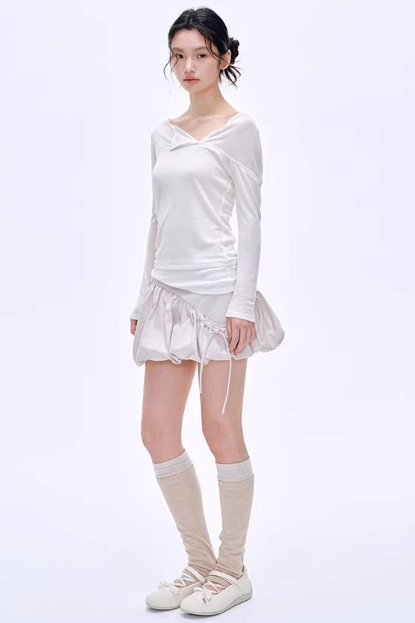 High-Gloss Two-Tone Slouch Socks