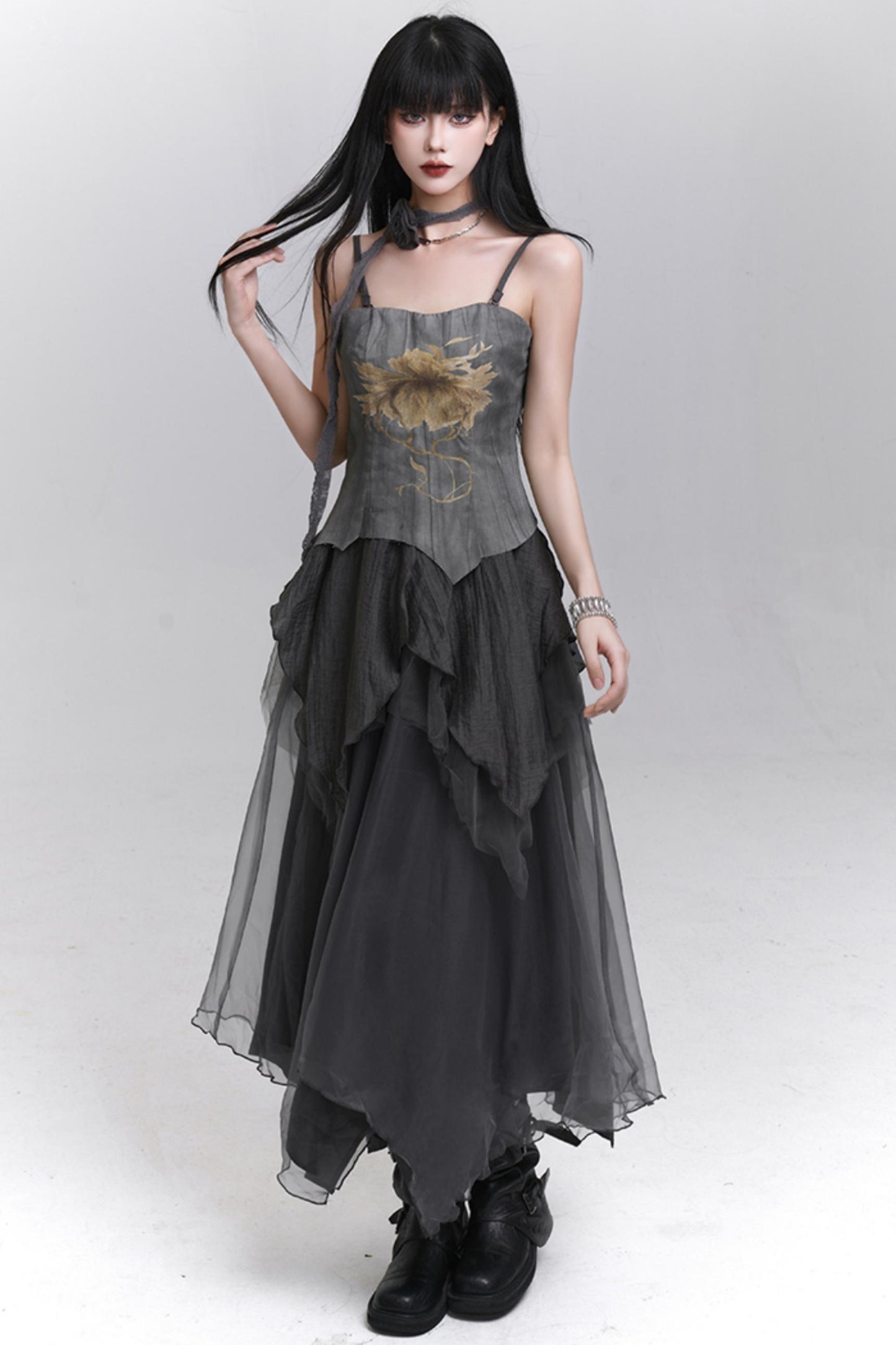 Summer Gray Halter Dress