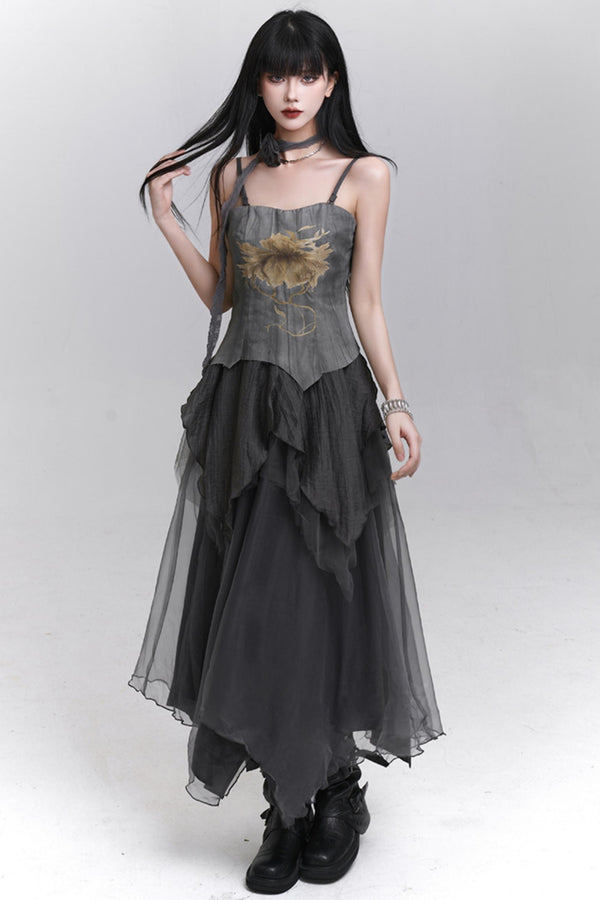 Summer Gray Halter Dress