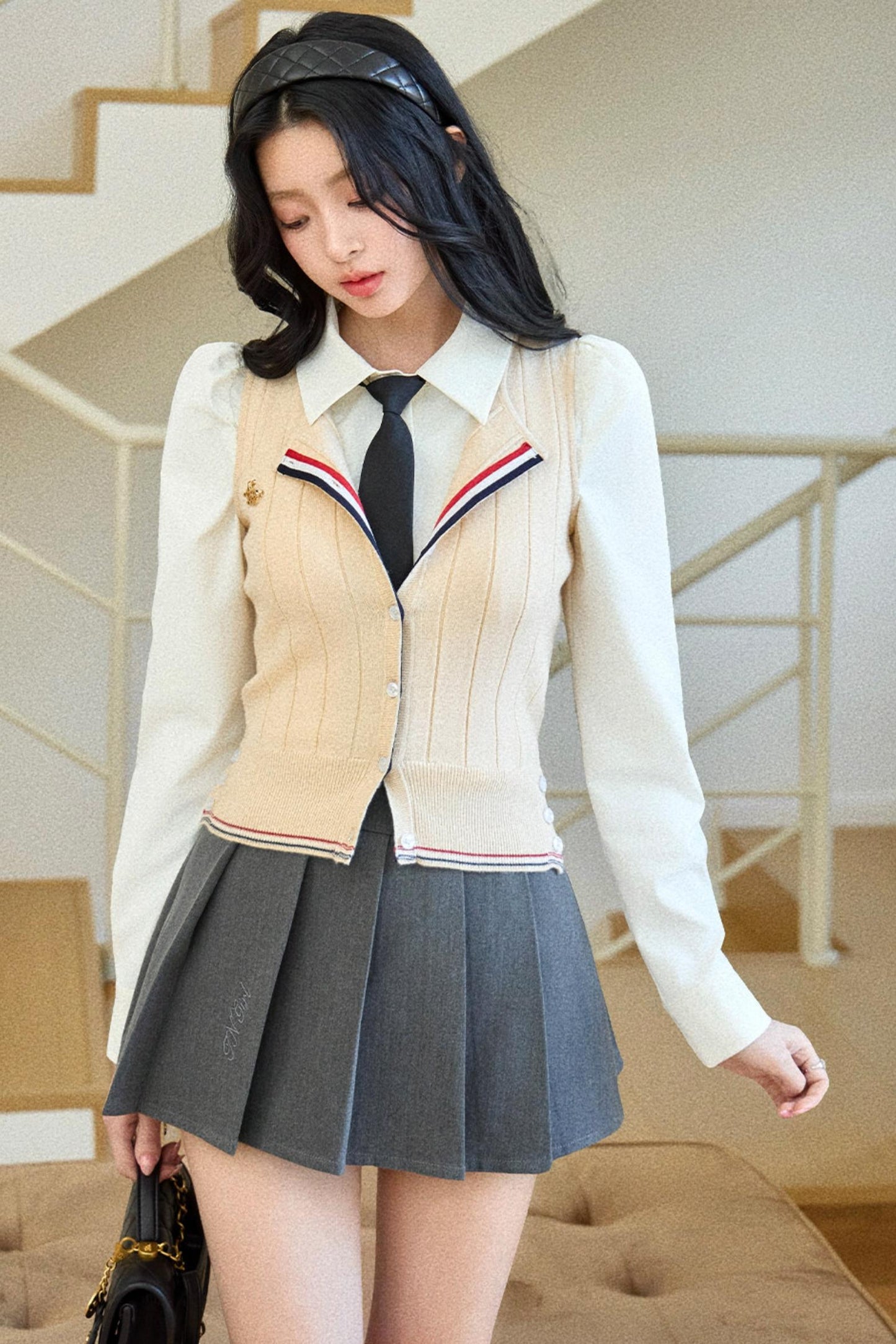 Finnish College Knitted Cardigan Set-Up