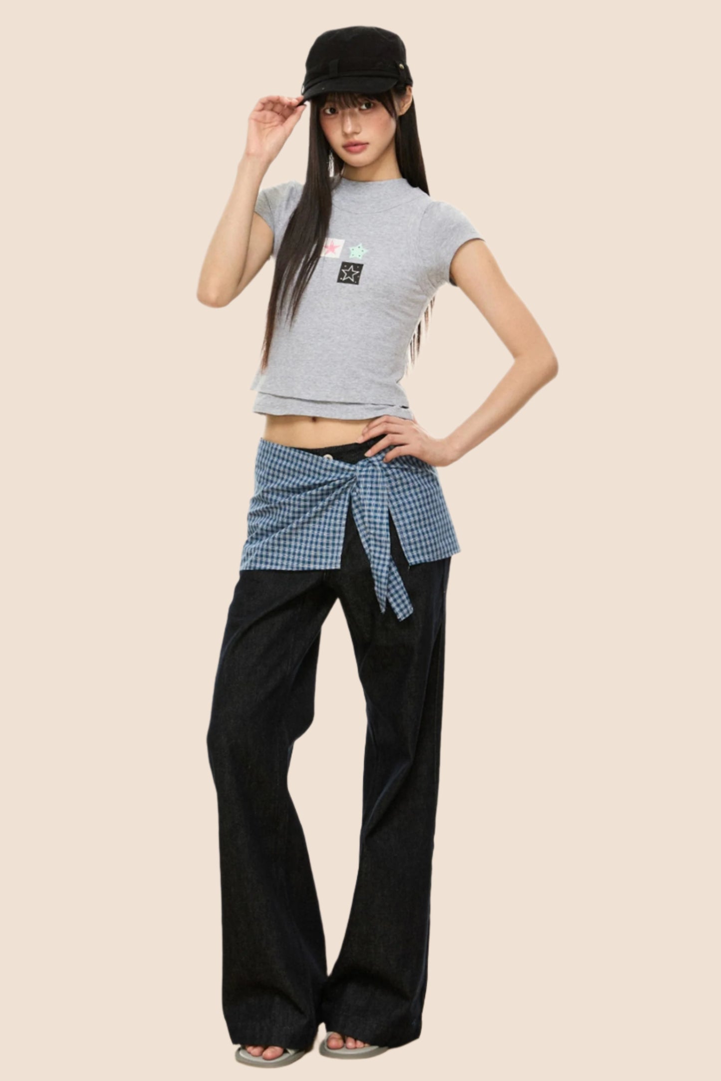 Slim Gray Square Crop Tee