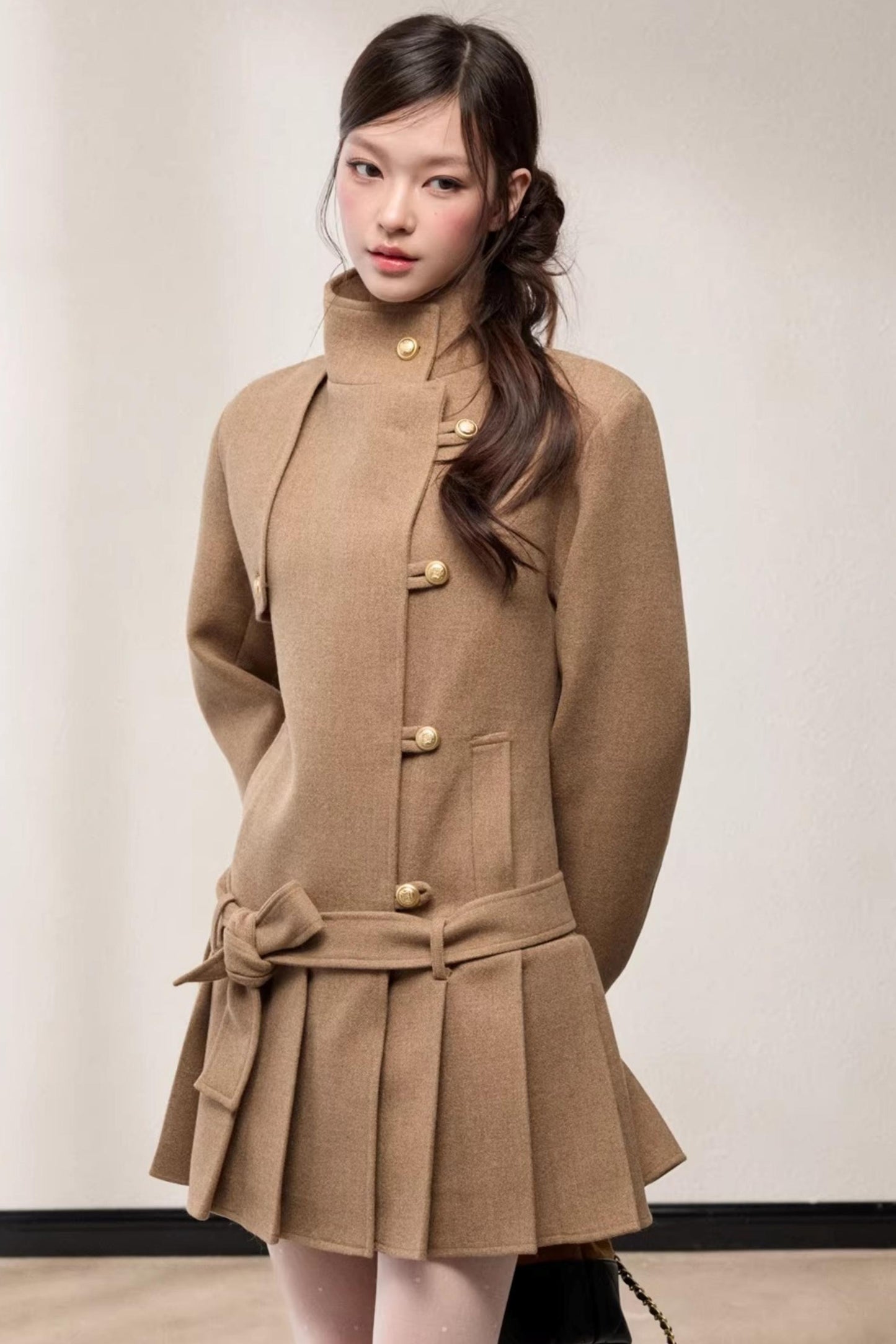 Stand-Up Collar Woolen Coat