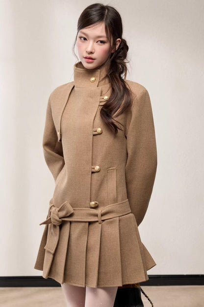 Stand-Up Collar Woolen Coat