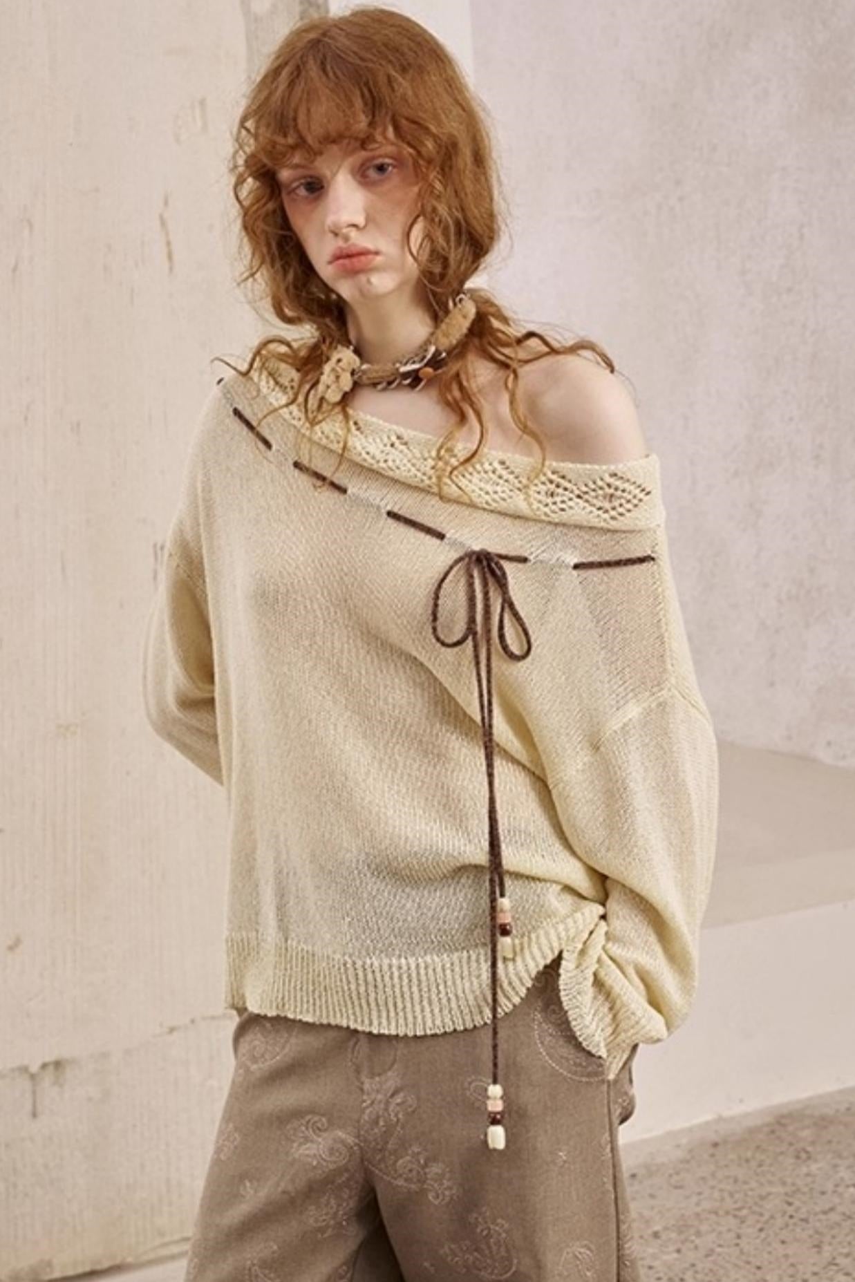 Autumn Shoulder Cut Knit Sweater