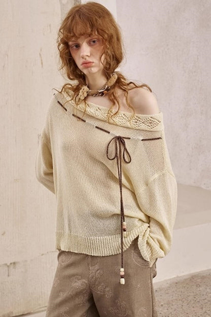 Autumn Shoulder Cut Knit Sweater