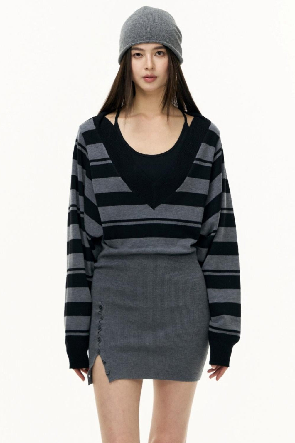 Striped Spliced Autumn Dress