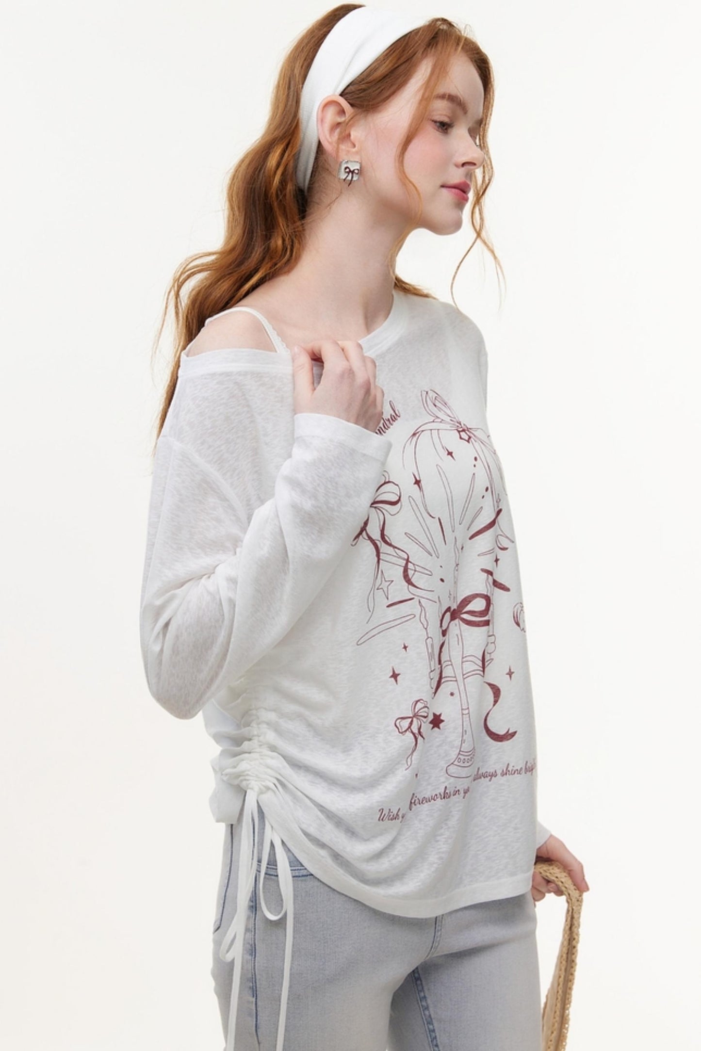 Casual Knit Fabric Graphic T-Shirt