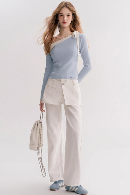 Lazy Casual Denim Skirt Pants