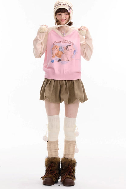 Autumn Knitted V-Neck Sweater