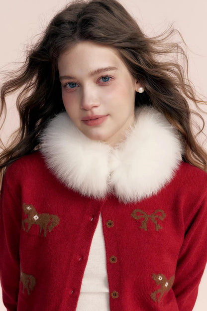 Floral Wool Bow Cardigan