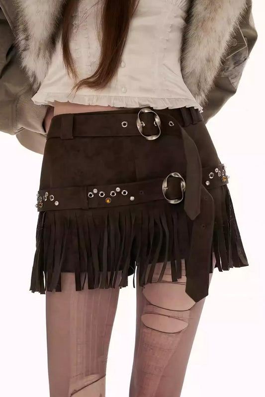 Suede Fringe Tassel Shorts