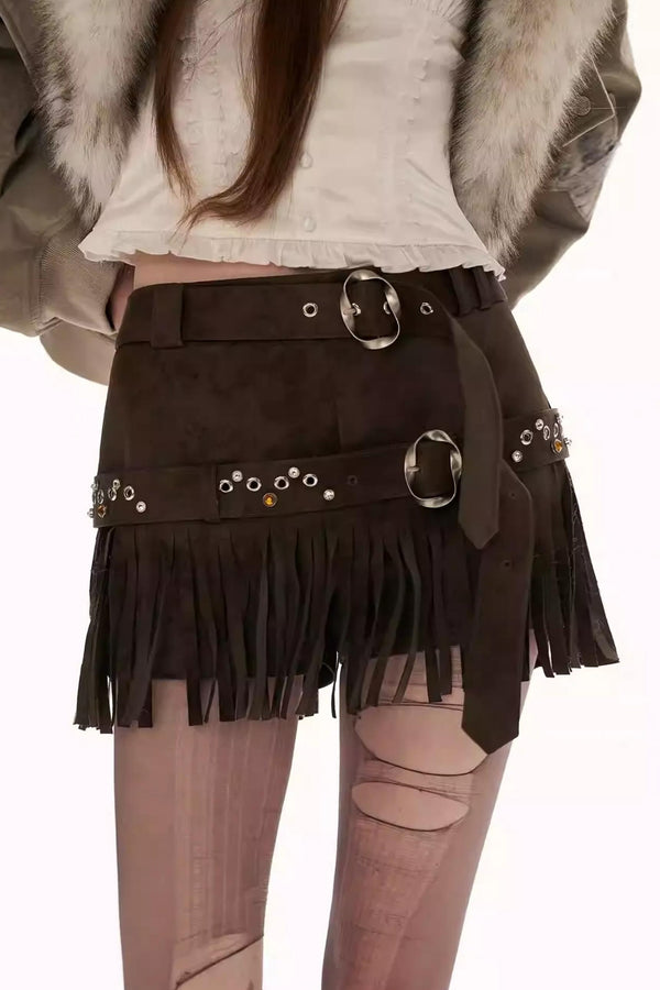 Suede Fringe Tassel Shorts