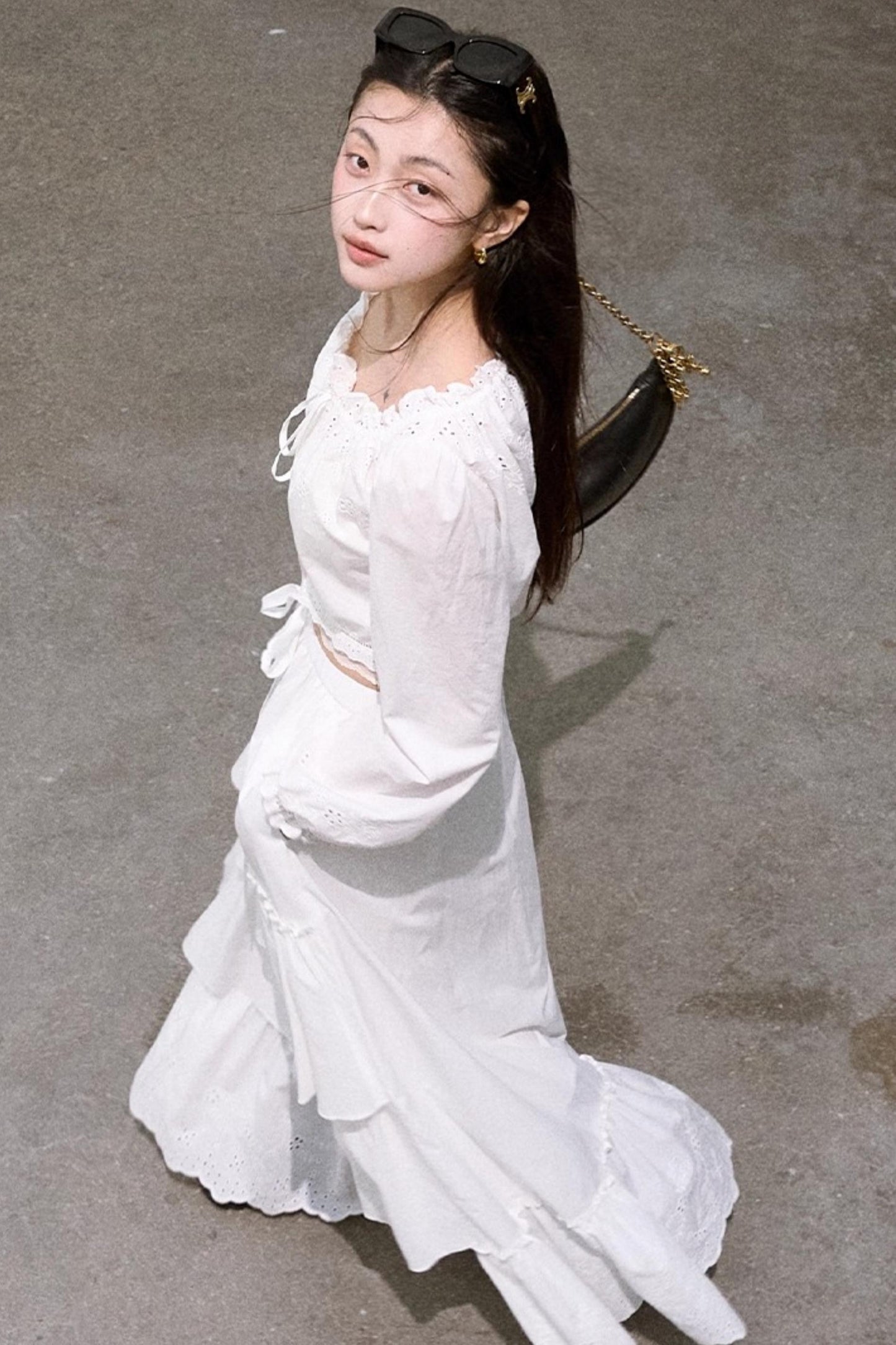 Preppy Cotton Strappy Cake Skirt Set-Up