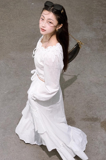 Preppy Cotton Strappy Cake Skirt Set-Up