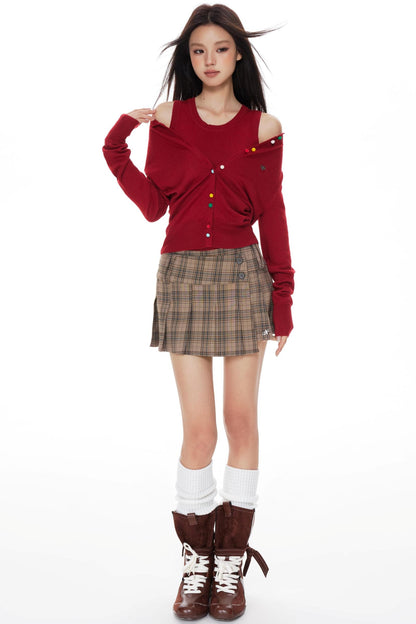 Colorful Knit Cardigan Set