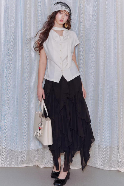 Elastic Chiffon Draping Skirt