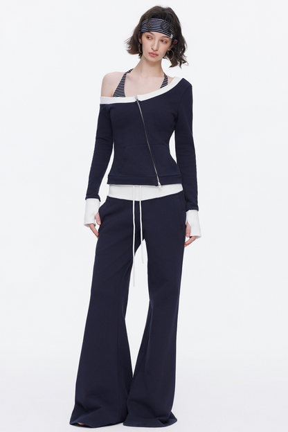 Color-Blocked Flared Pants