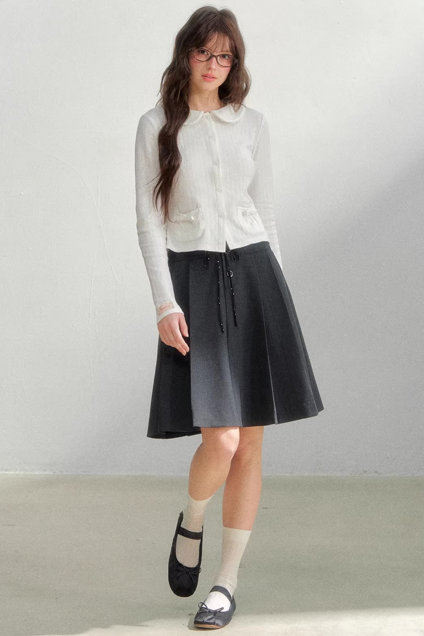 Polka Dot Pleated Skirt