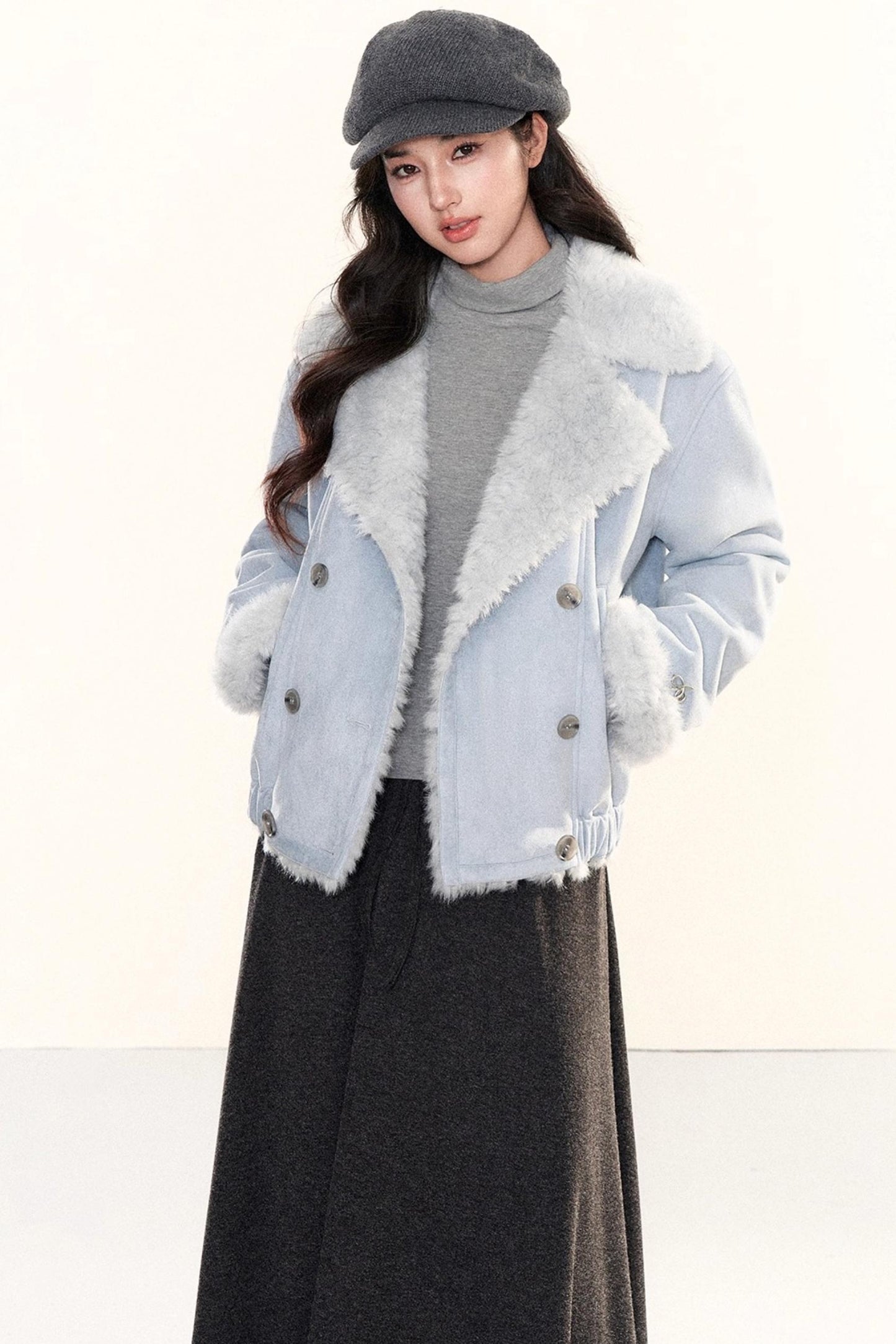 Double-Breasted Fur Coat