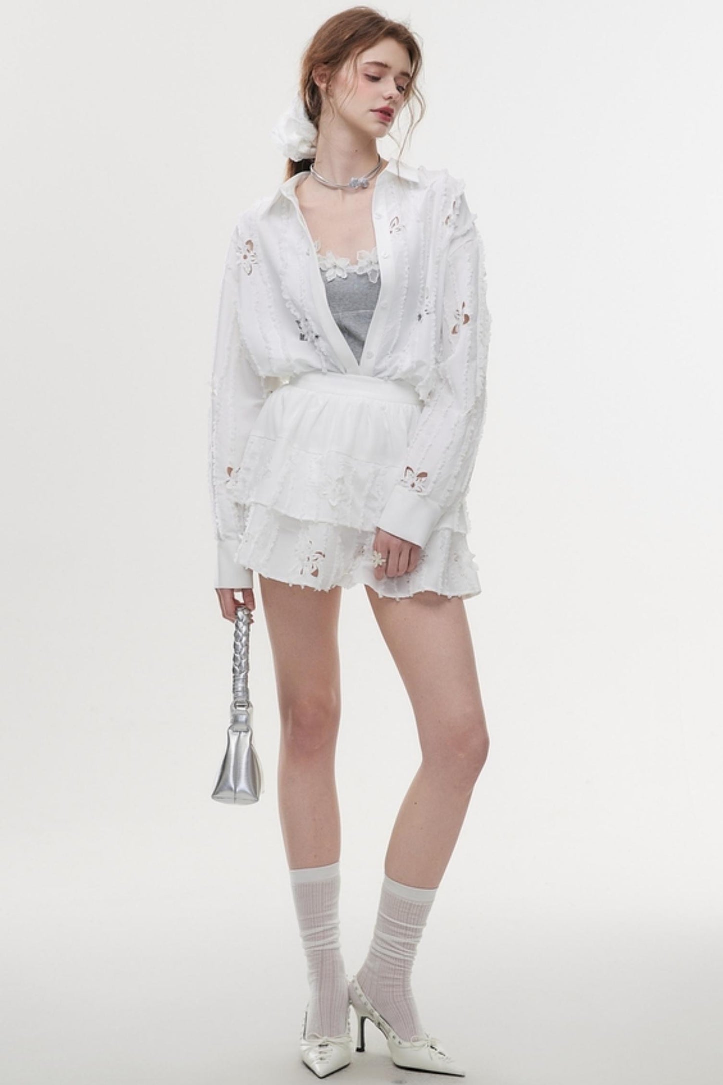 French Style Hollow Floral Two-Piece Set-Up