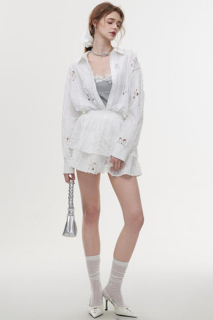 French Style Hollow Floral Two-Piece Set-Up