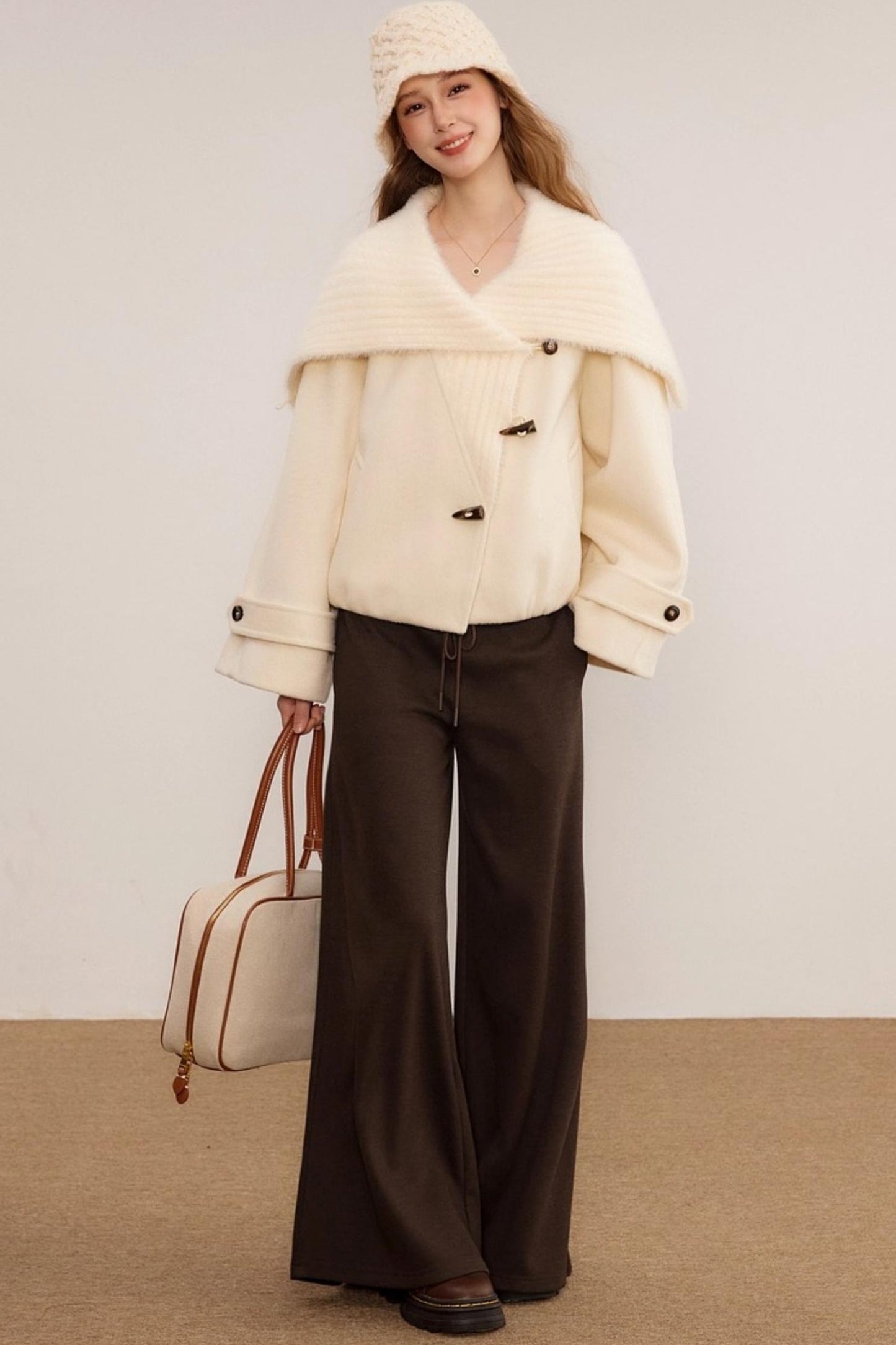 Wool Knit Wide-Leg Pants