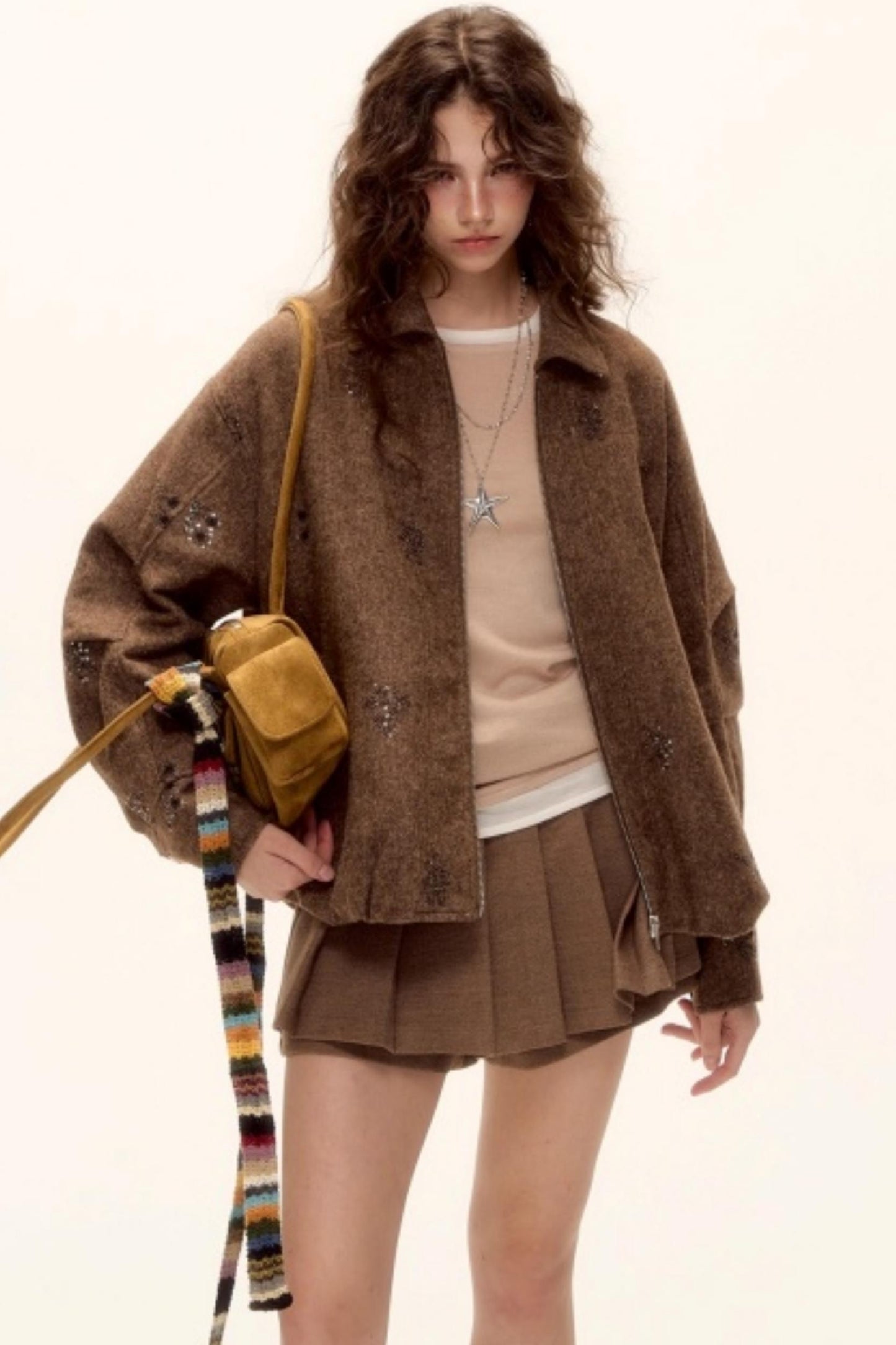 Mohair Pleated Culottes Skirt