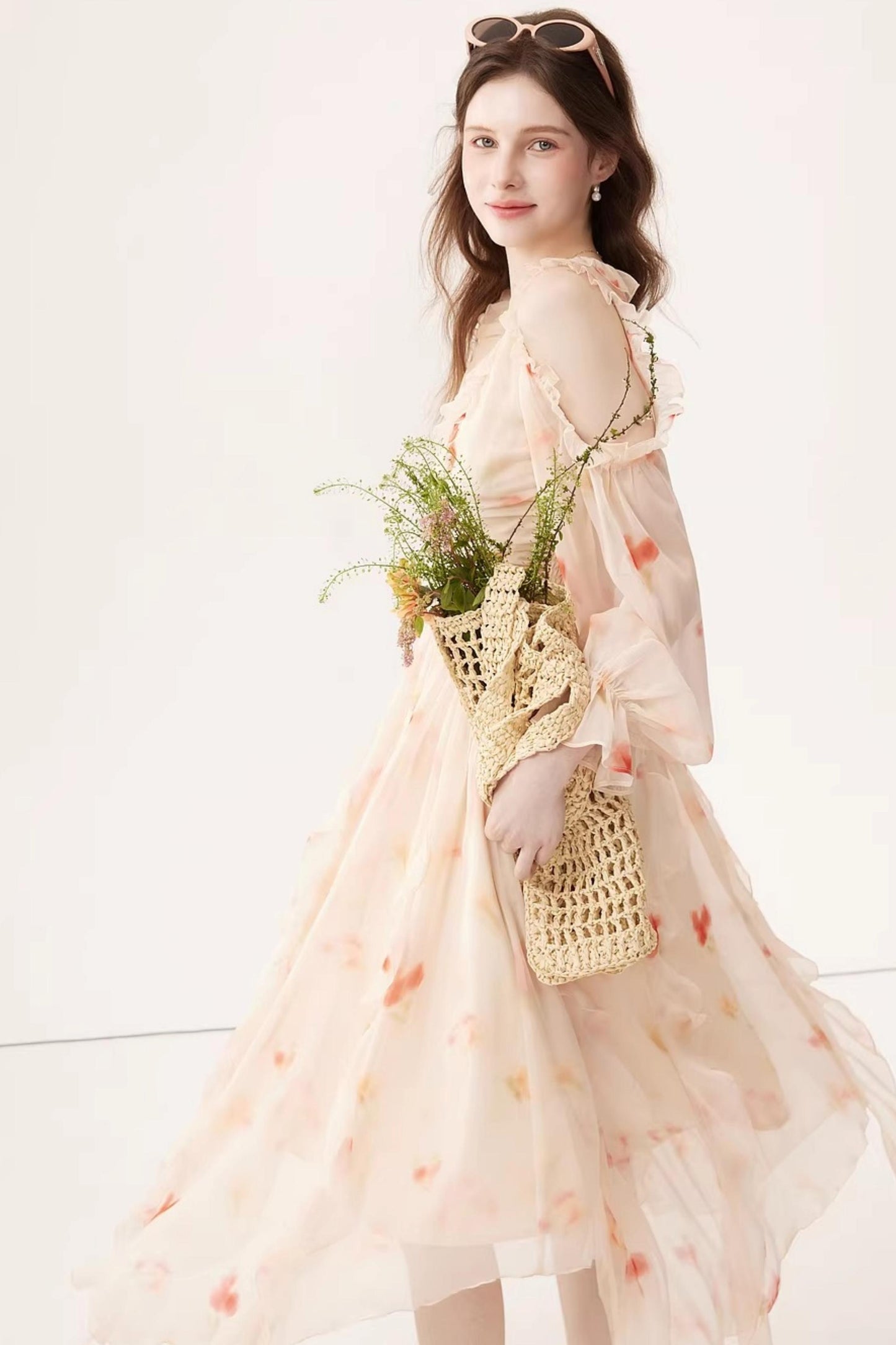 Gradient Chiffon Off-Shoulder Dress