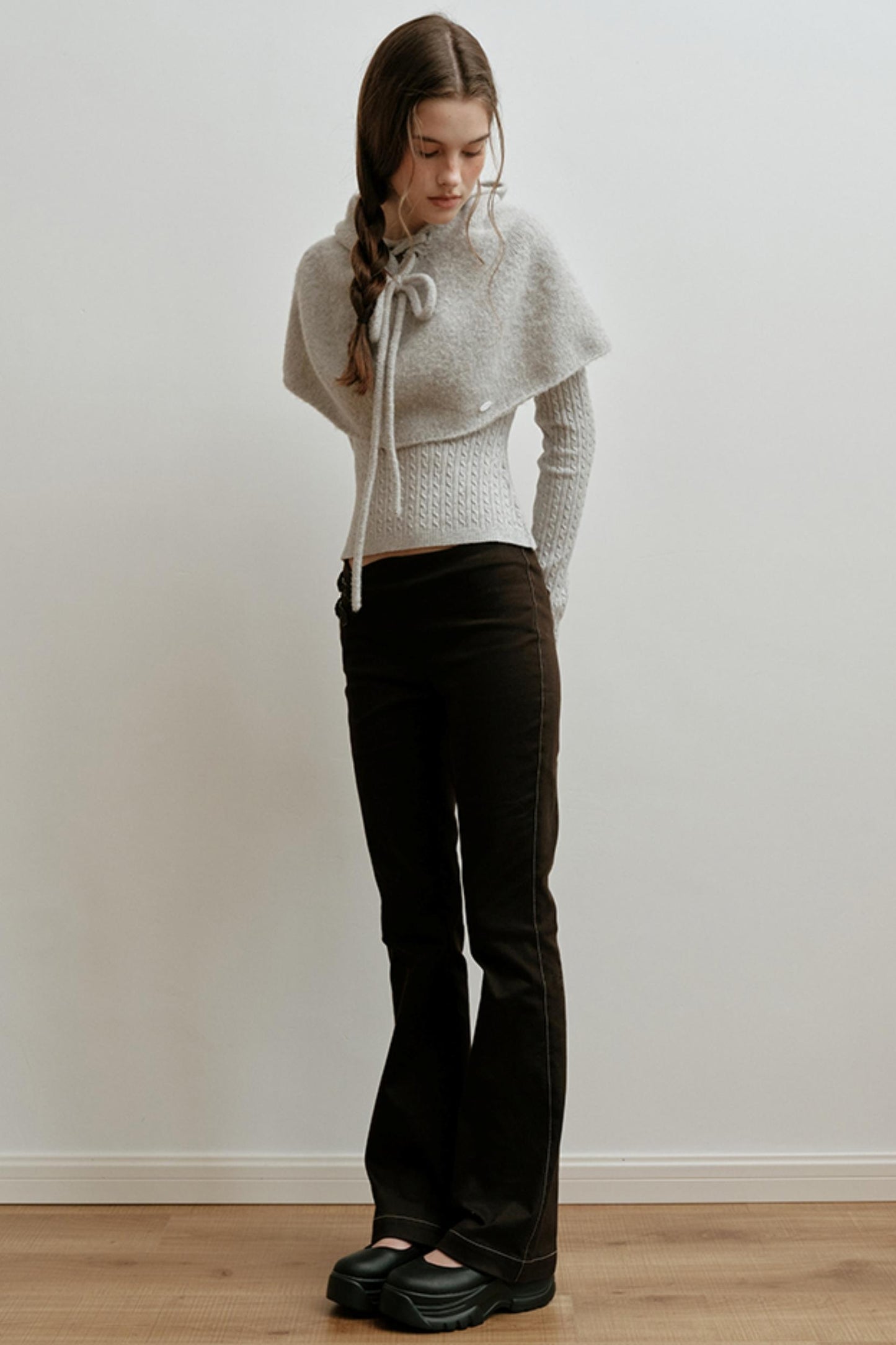 Pearl Gray Knit Cape Hat