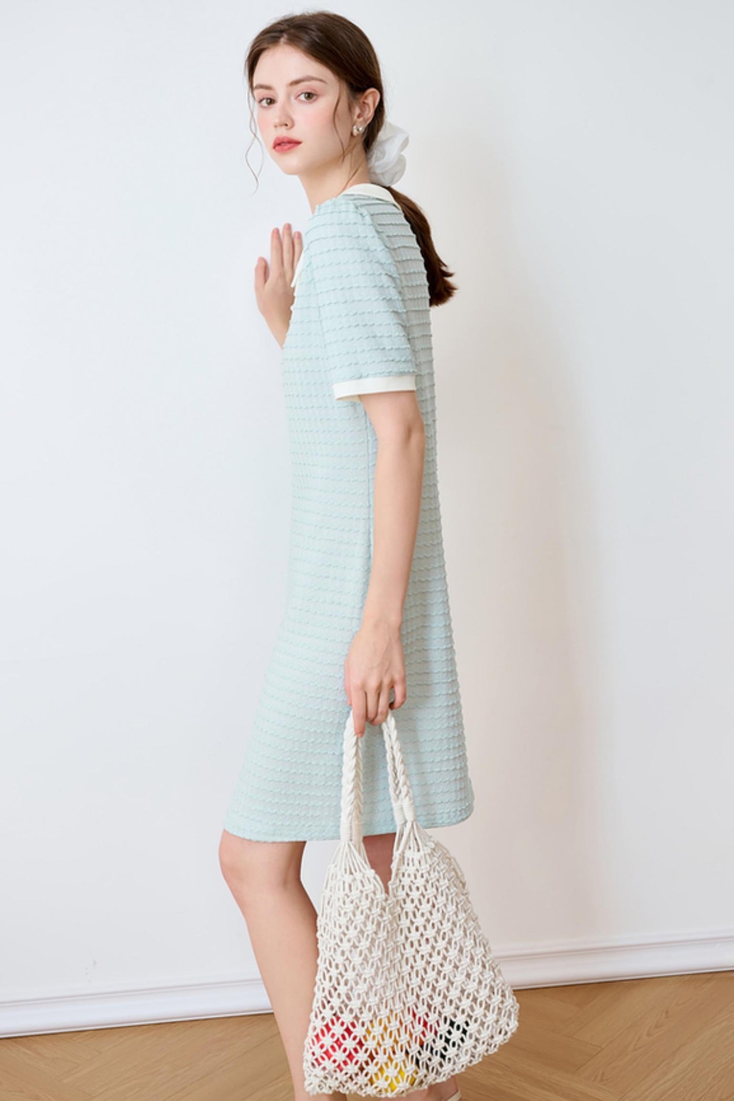 Summer Blue Striped Polo Dress