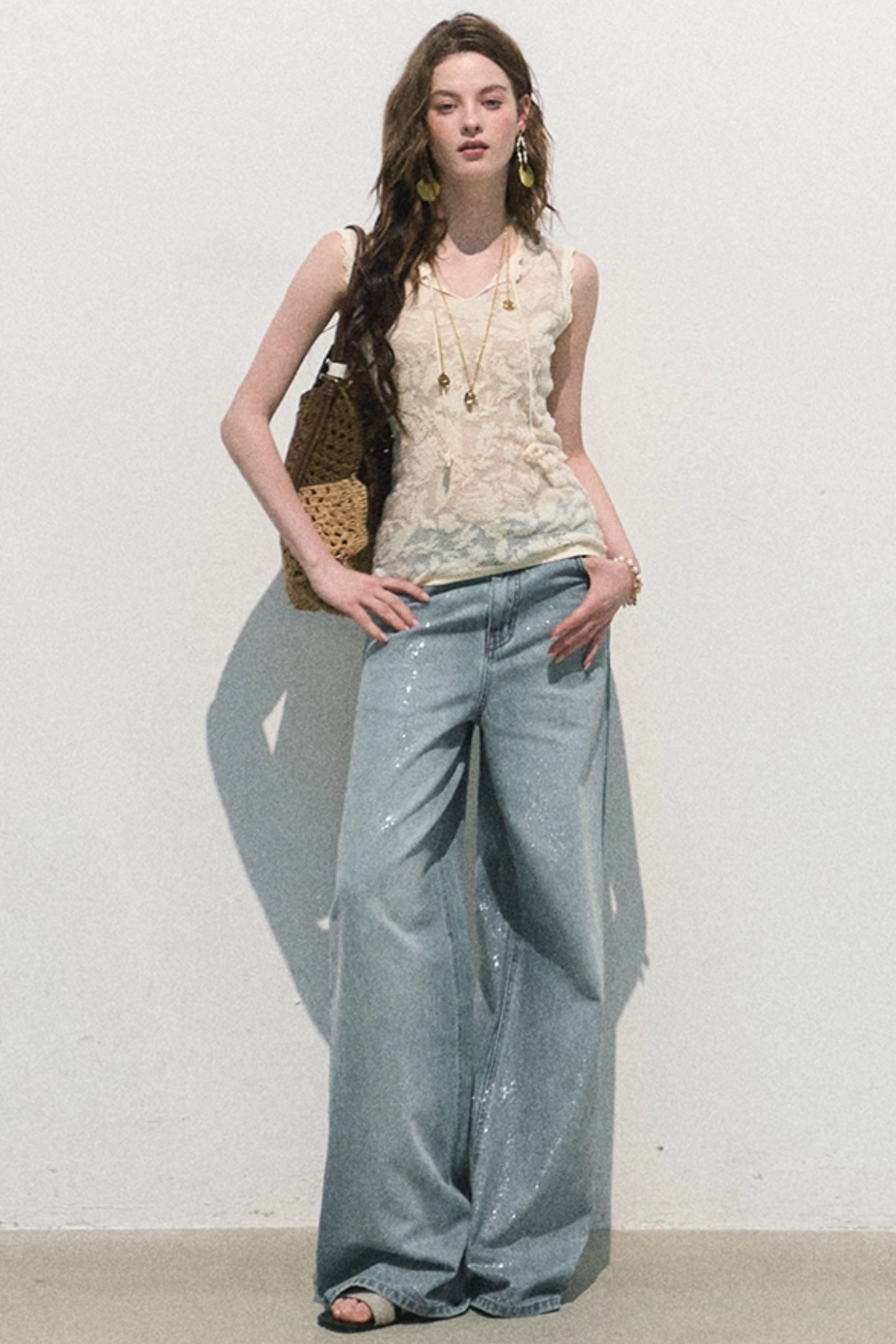 Organza Jacquard Tie Blouse