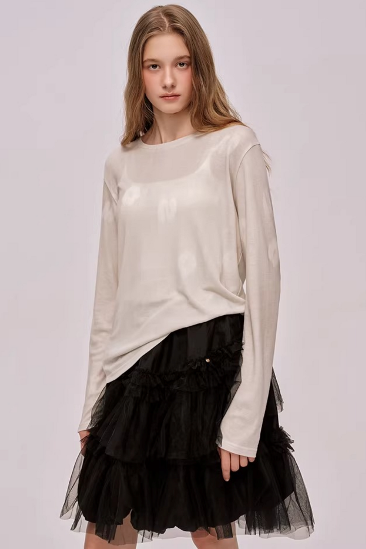 Pull romantique en lyocell et laine
