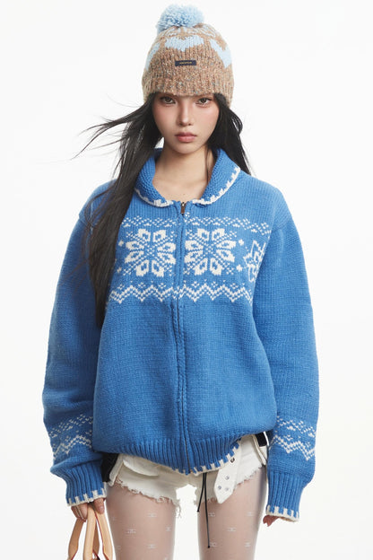 Snowflake Knitted Baggy Sweater