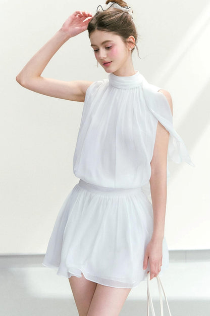 Chiffon Sleeveless Top and Skirt Set-Up