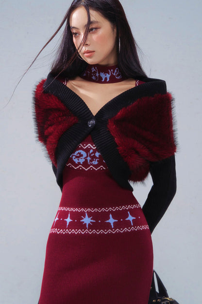 Retro Patchwork Knit Jacket