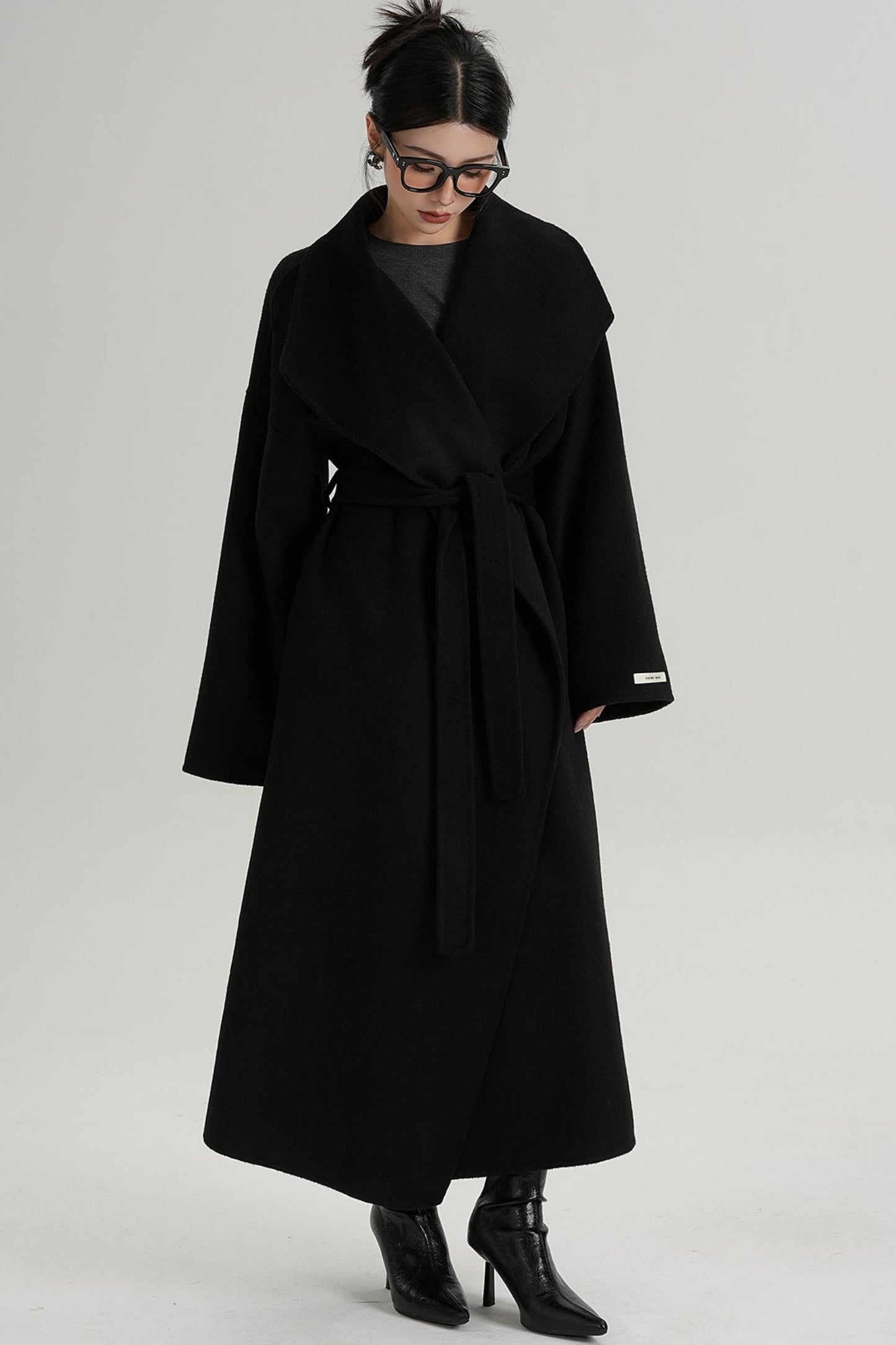 Large Lapel Long Wool Coat