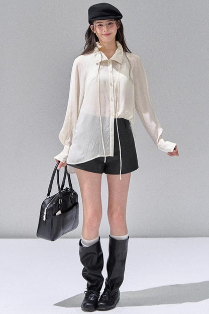 Black Leather Womens Shorts