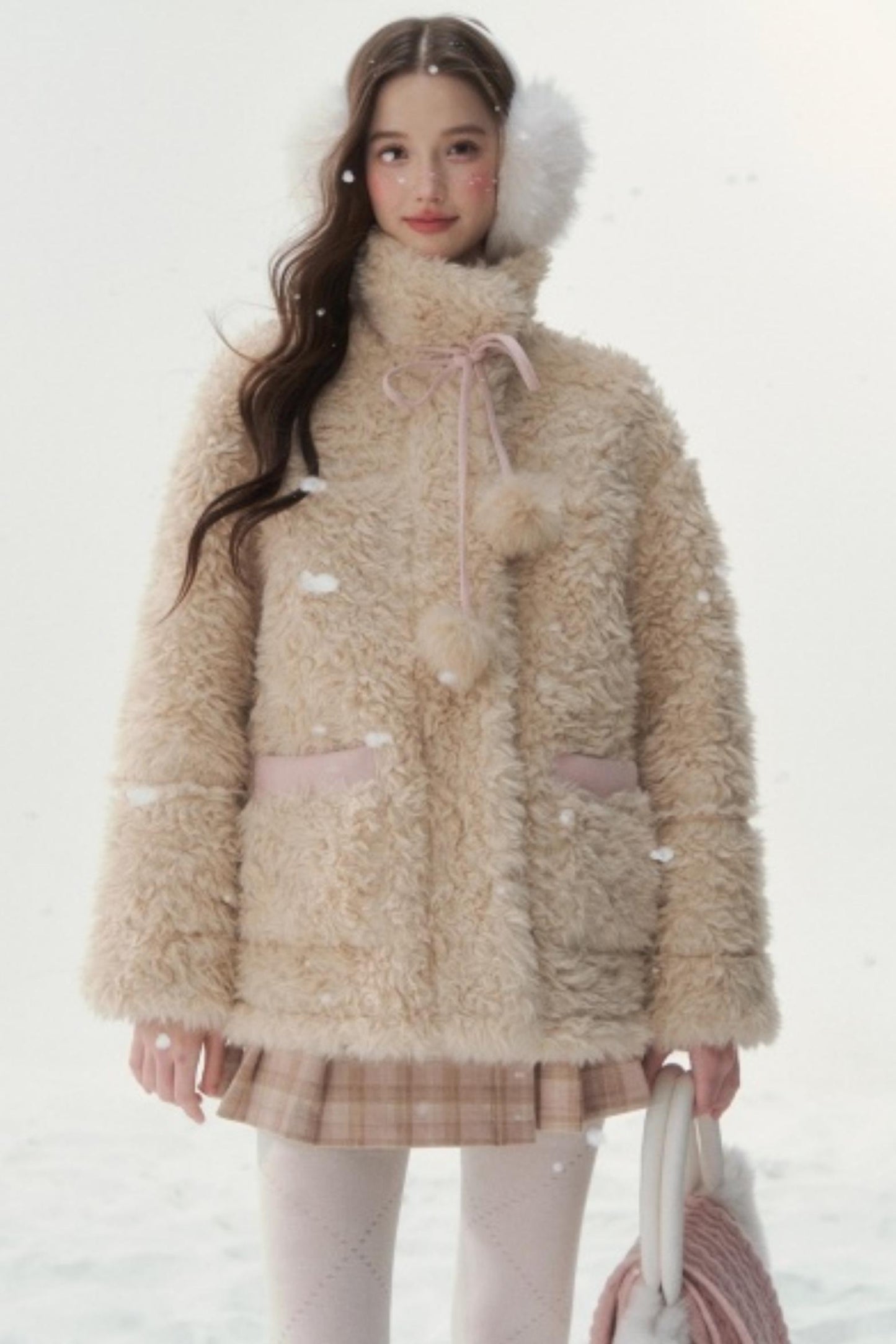Pink and Blue Reversible Fur Coat