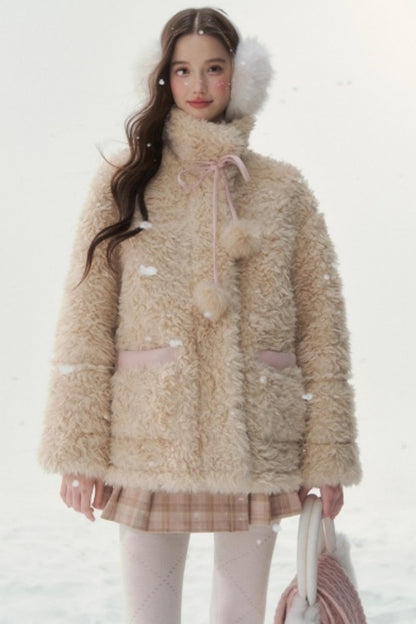 Pink and Blue Reversible Fur Coat