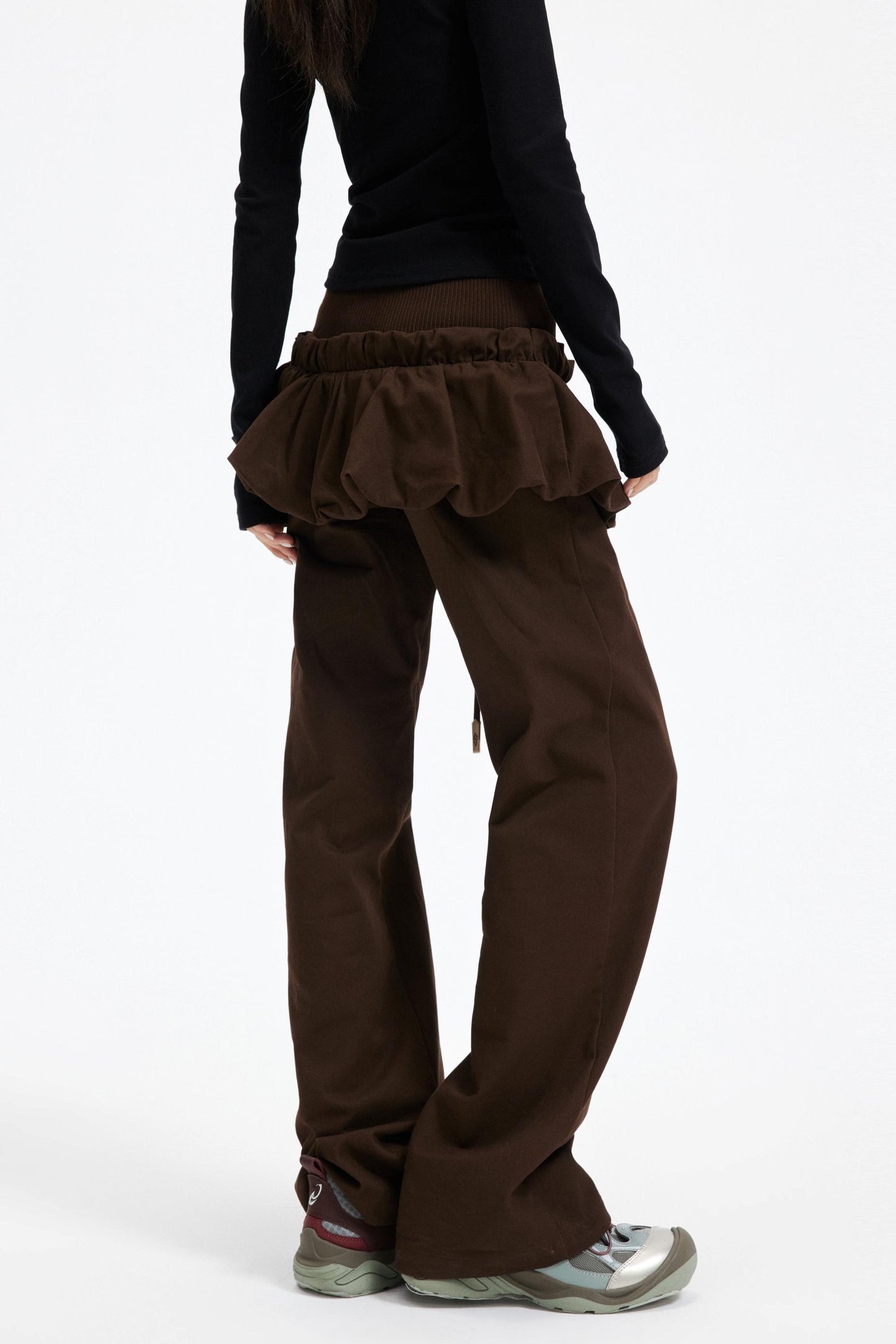 Coffee Patchwork Short Skirt