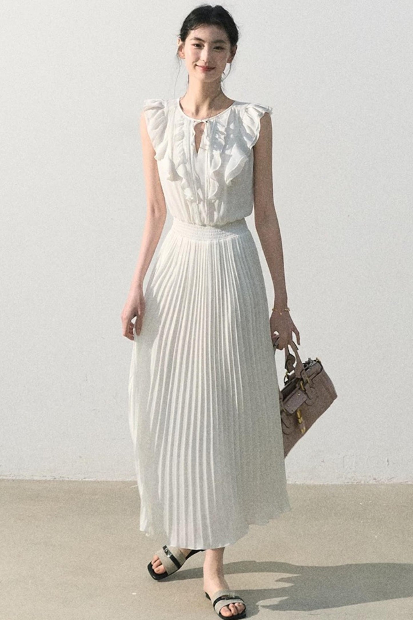 Pure White Chiffon Dress