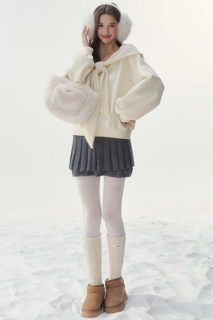 White Cotton Bow-Tie Sweatshirt